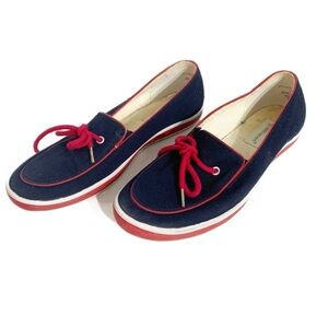 Vintage Grasshoppers Westwinds Canvas Slip On Sneakers Obe Eyelet Lace 🟥⬜️🟦